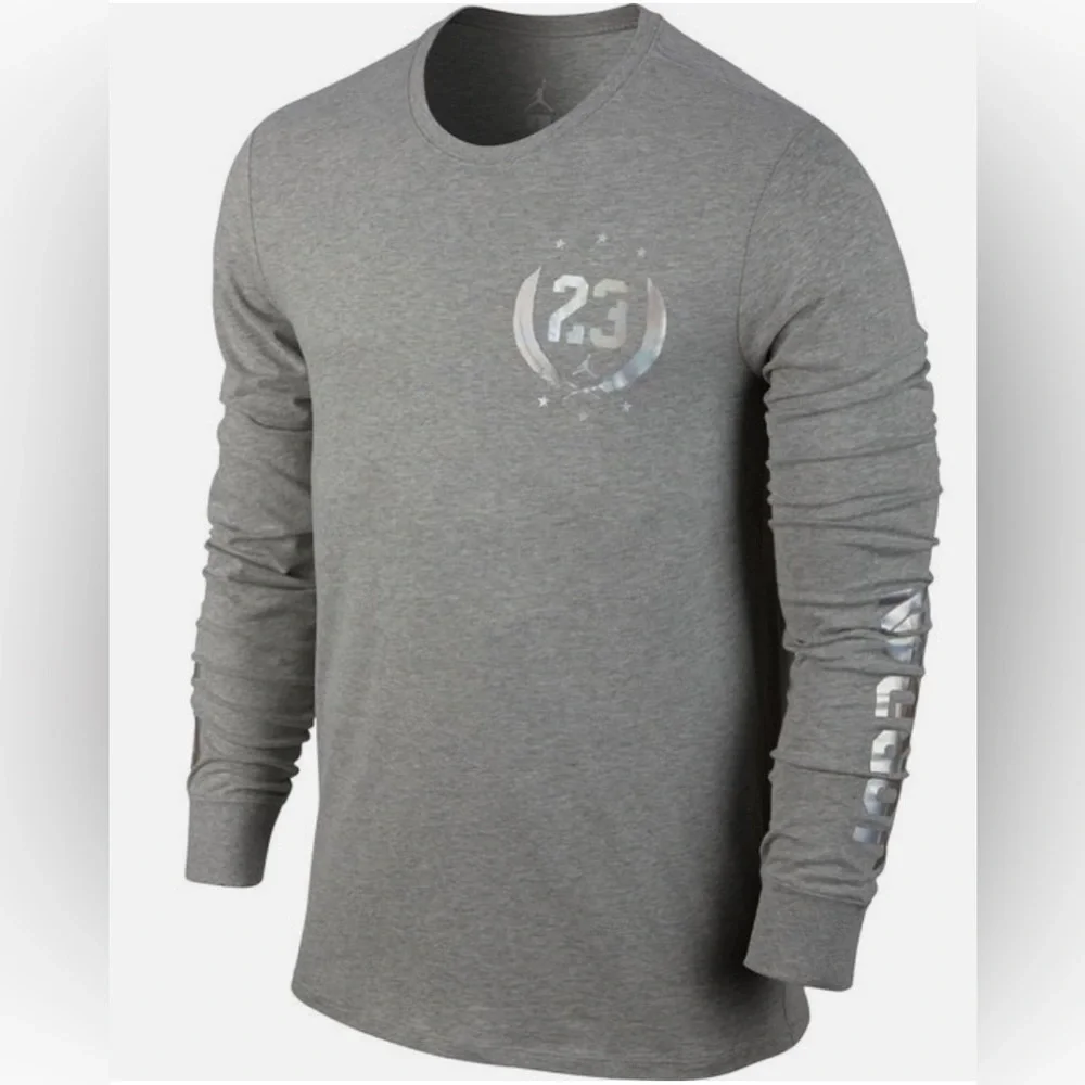 Jordan Gray Long Sleeve Men's Shirt Size L